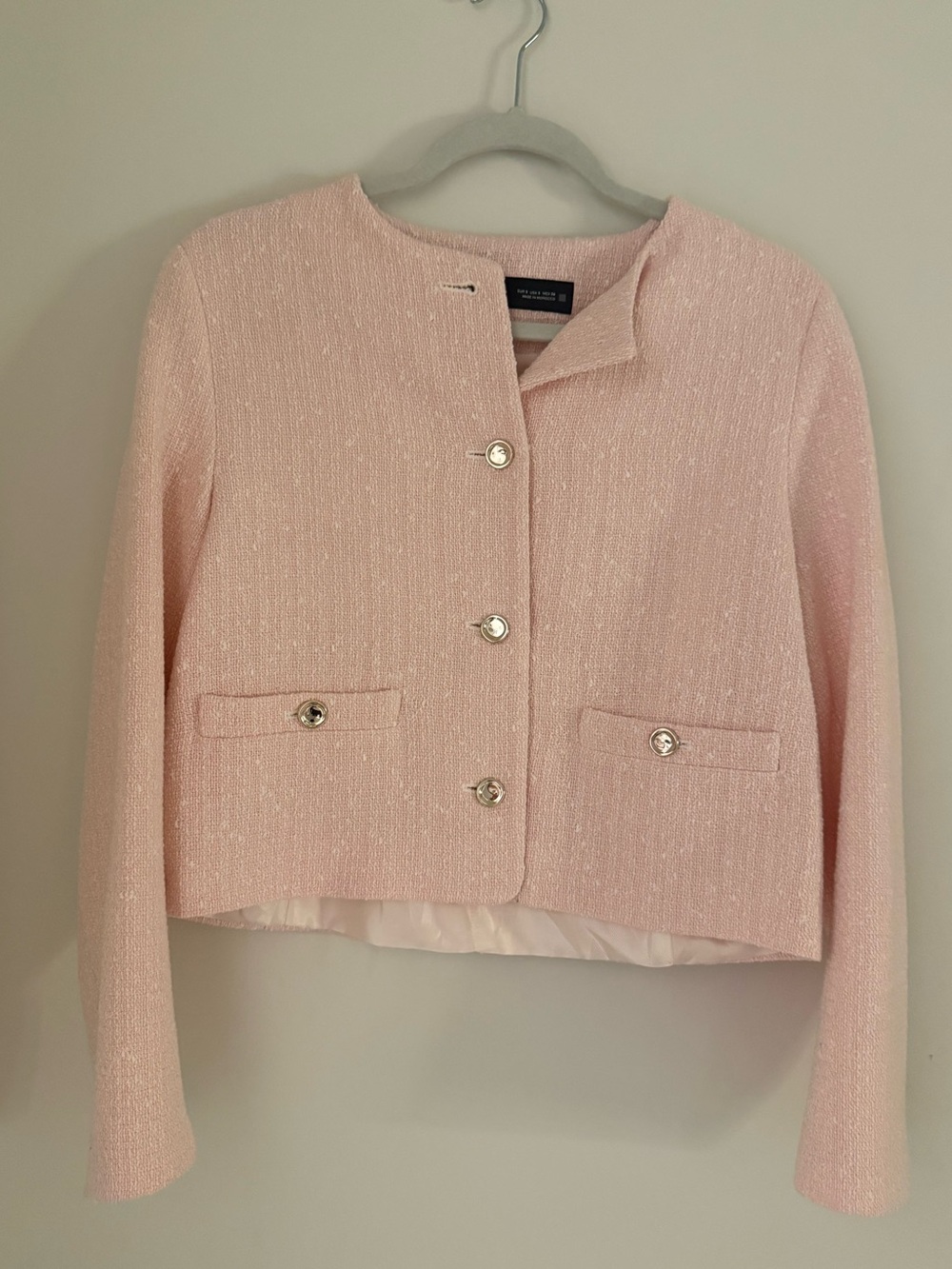 Classic Pink Tweed Cropped Jacket
